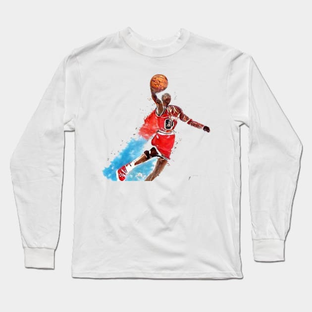 Jordan Abstract Watercolor Long Sleeve T-Shirt by 3ric-